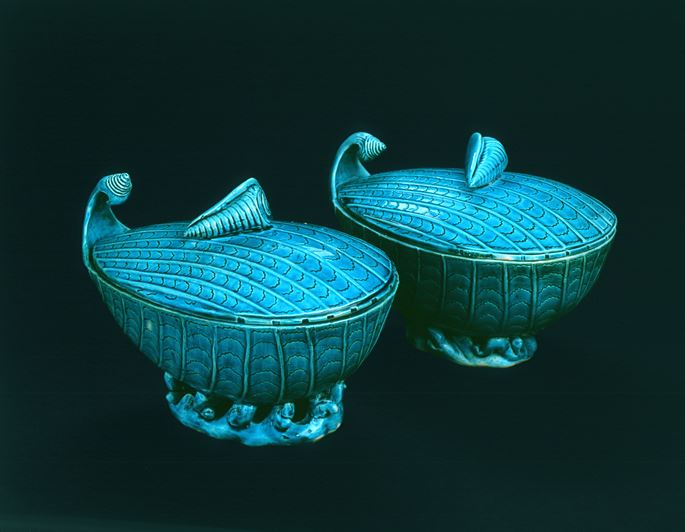 Pair of Chinese export porcelain Turquoise Glaze Tureens and covers | MasterArt